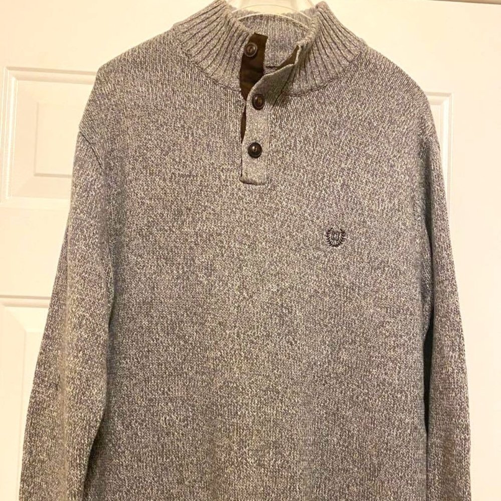 Chaps men's sweater with brown patches size XL